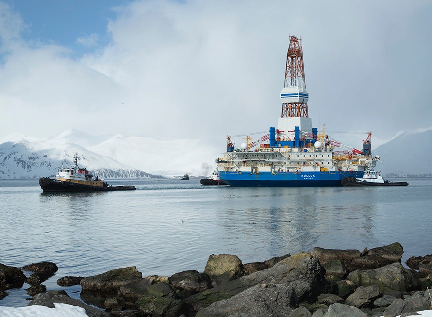 The Kulluk, one of Shell's oil drilling rigs  for the Arctic.
(James Mason for Earthjustice)