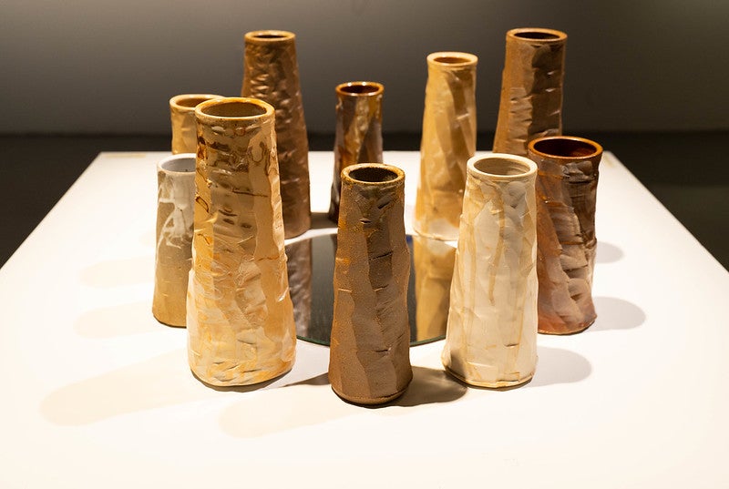 "These vessels, each with differences in texture, color, [and] capacity, stand together in a circle, a sacred shape where no individual takes precedence over another." – Khmer American artist narinda heng on "A Kind of Forest"
(narinda heng / AAWAA / SOMArts)