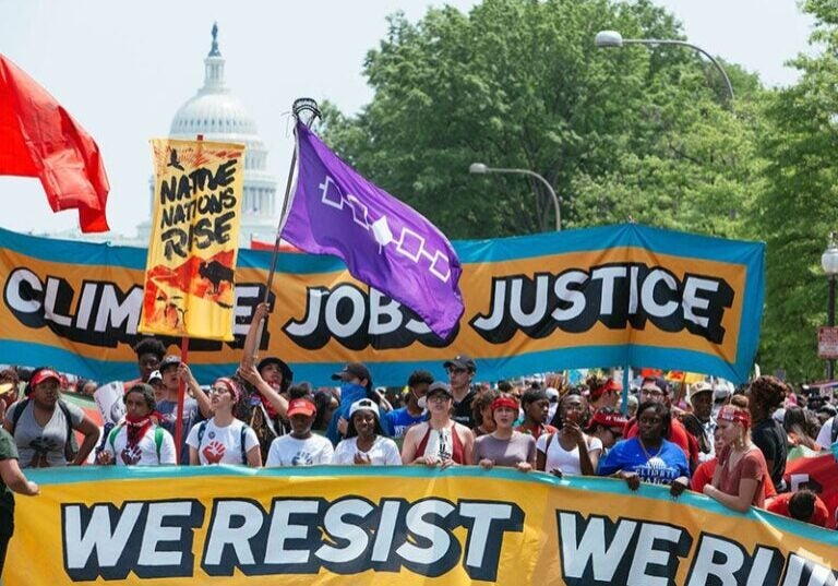 At the People&#039;s Climate March on Apr. 29, 2017, more than 200,000 people filled the streets of Washington, D.C., to sound warnings of the Earth’s warming climate.