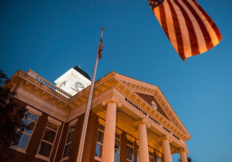 The Washington County courthouse in Jonesborough, Tennessee.
