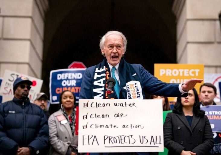 Sen. Edward Markey (D-MA) speaks during a demonstration. (Al Drago / Getty Images)