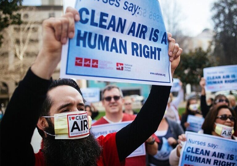 Matthew Elliot of the California Nurses Association rallied outside the EPA&#039;s hearing in Sacramento, CA, on February 2, 2015.