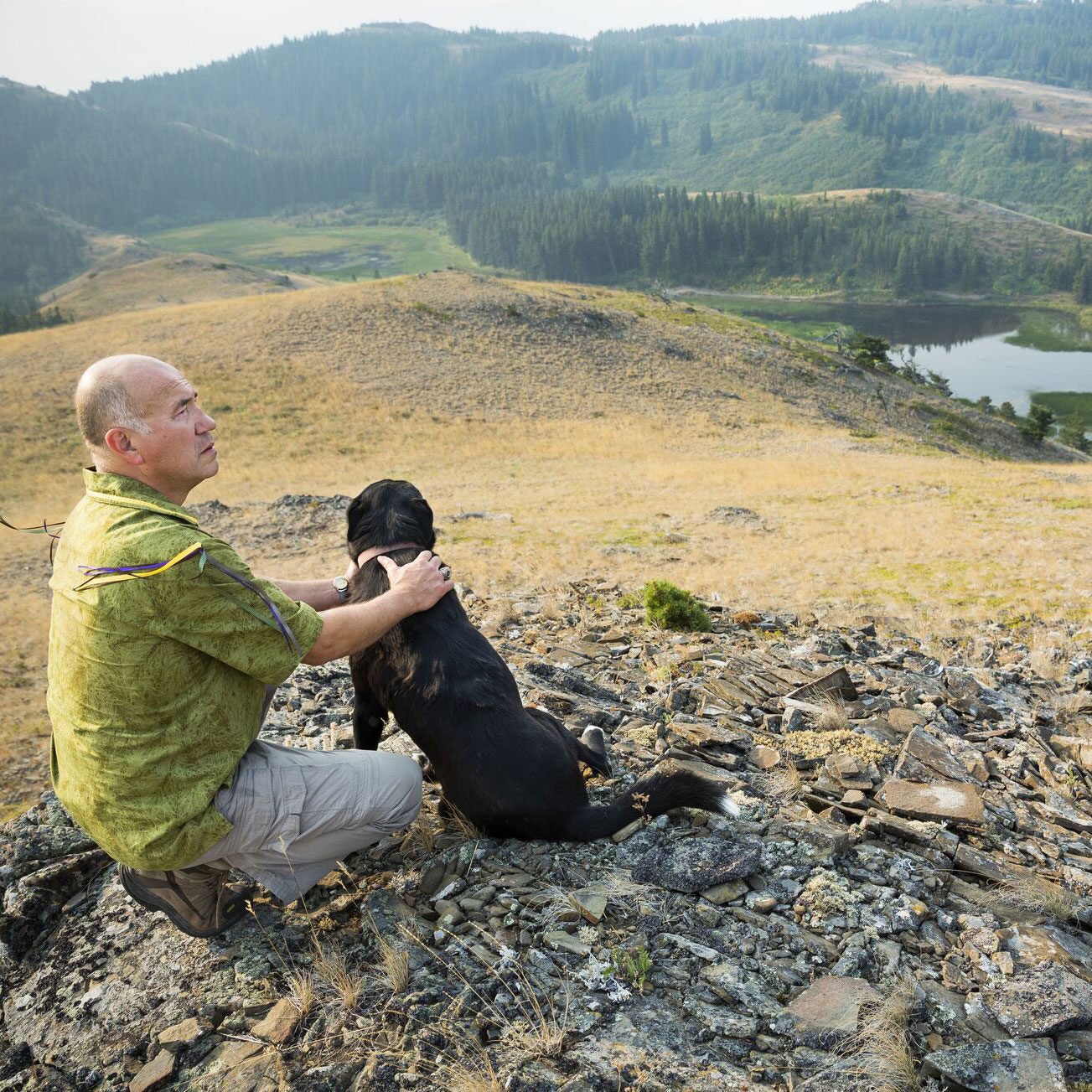 Musician and Blackfeet cultural spokesman Jack Gladstone hikes in the Badger-Two Medicine region.