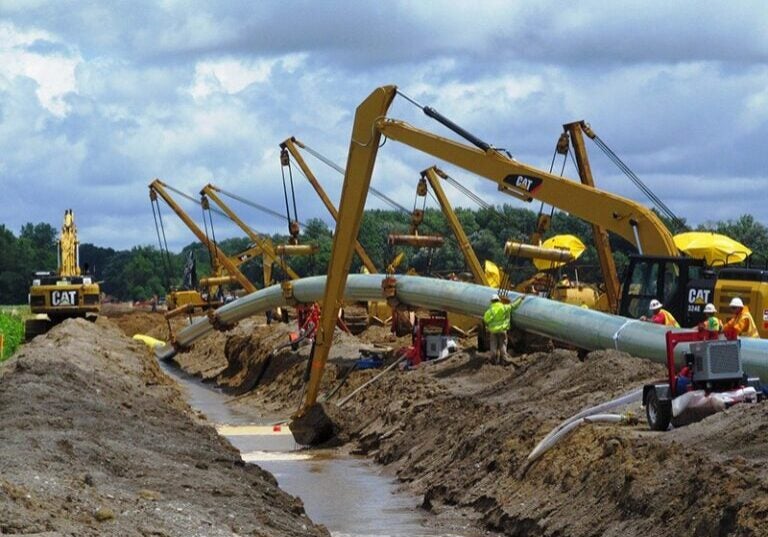 The construction of a gas pipeline in Michigan.