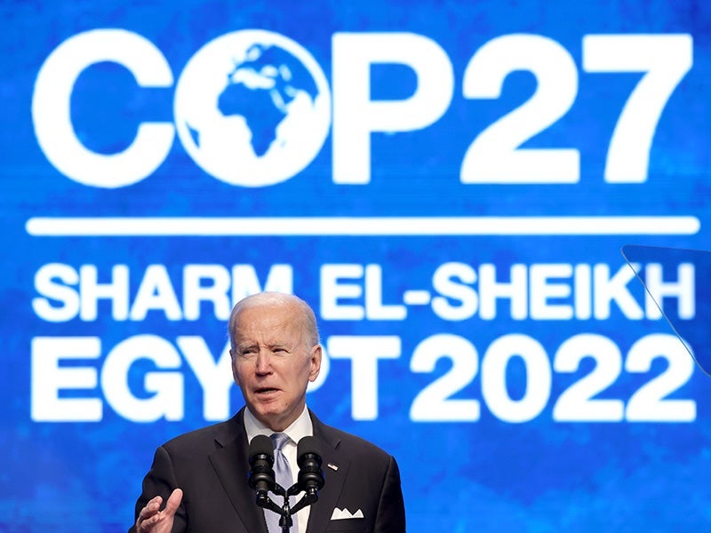 President Joe Biden speaks at the UNFCCC COP27 climate conference on November 11, 2022 in Sharm El Sheikh, Egypt.
(Sean Gallup / Getty Images)