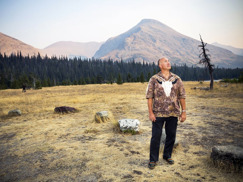Blackfeet Nation tribal member Jack Gladstone near tribal lands in the Badger-Two Medicine on a smoky summer evening in August 2015.