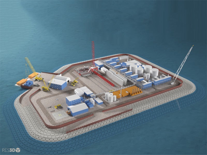 Hilcorp plans to drill for oil in the Arctic Ocean from an artificial gravel island.
(Hilcorp / BOEM)