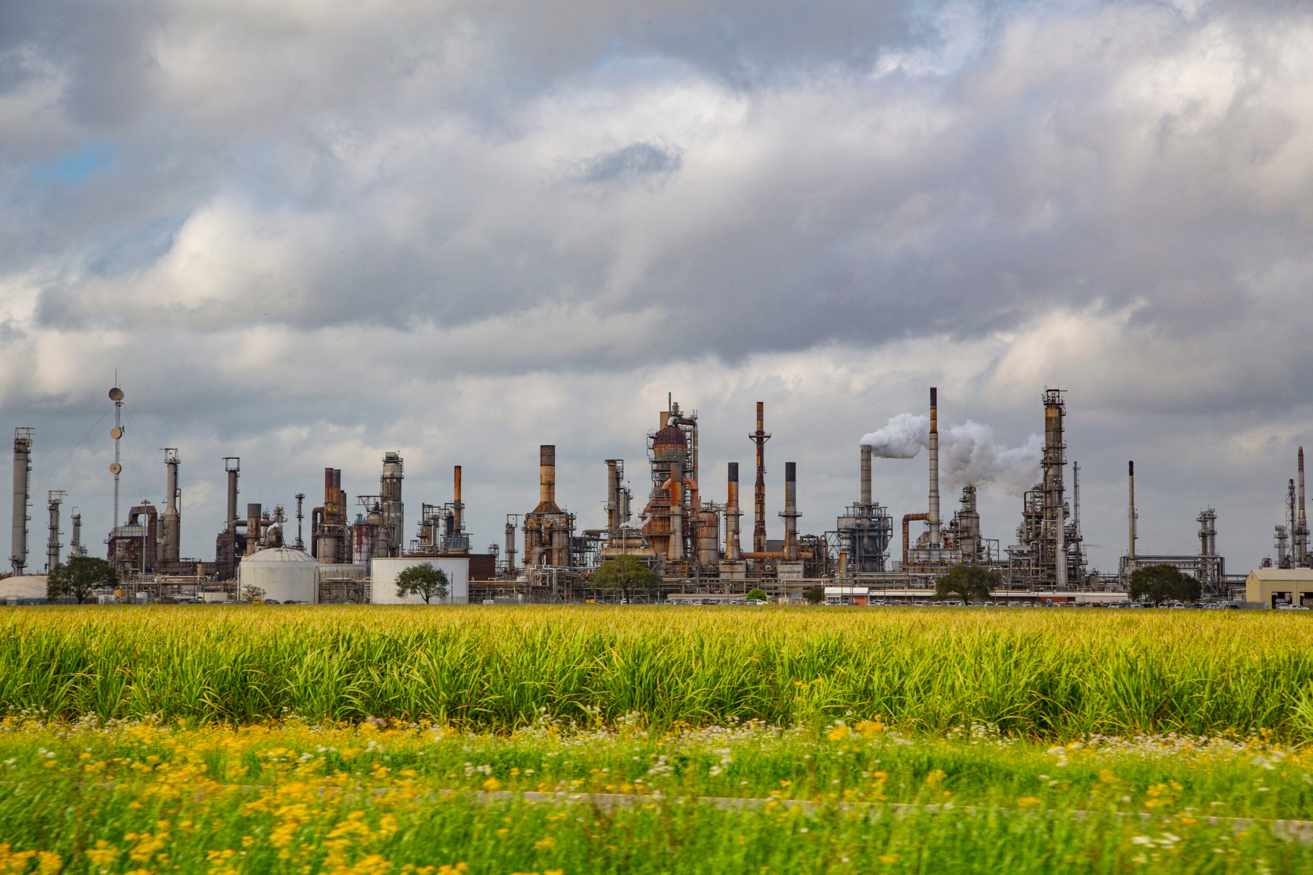 View of industrial chemical complex in St James, Louisiana.