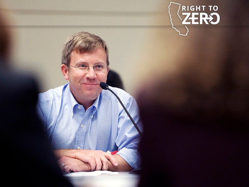 Earthjustice staff attorney Paul Cort speaks at a public hearing in Sacramento. Cort has been using his legal know how to force the California Public Utilities commission to rethink how electricity is generated in the state.