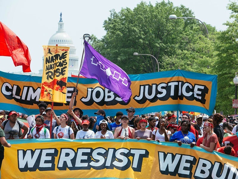 At the People&#039;s Climate March on Apr. 29, 2017, more than 200,000 people filled the streets of Washington, D.C., to sound warnings of the Earth’s warming climate.