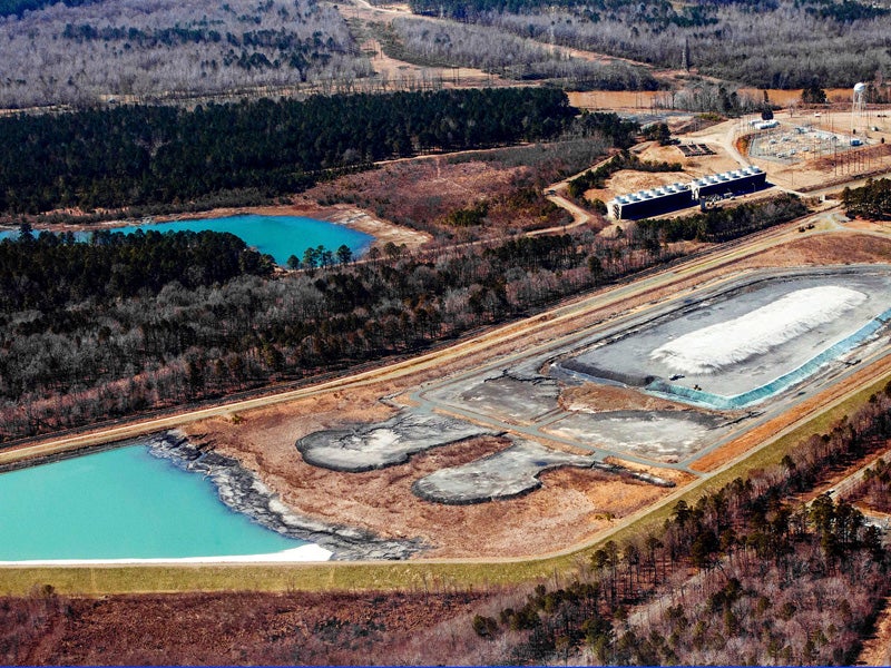 These are the 1985 and 1978 coal ash ponds next to the retired Cape Fear coal plant near Moncure, NC.