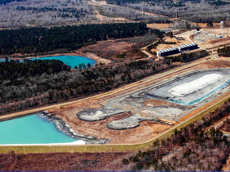 These are the 1985 and 1978 coal ash ponds next to the retired Cape Fear coal plant near Moncure, NC.
(Waterkeeper Alliance Inc. / Flickr)