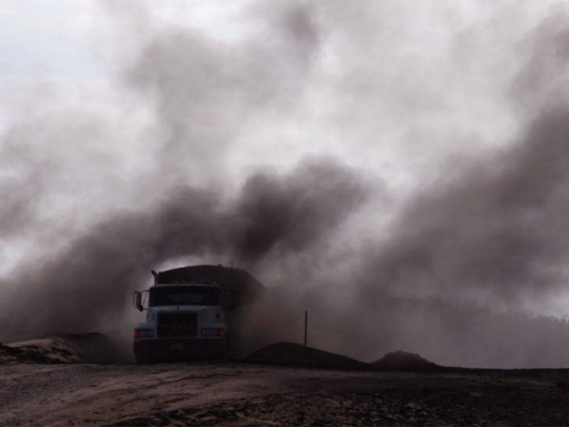 Toxic coal ash dust at the Making Money Having Fun Landfill in Bokoshe, OK.
(Photo used with permission)