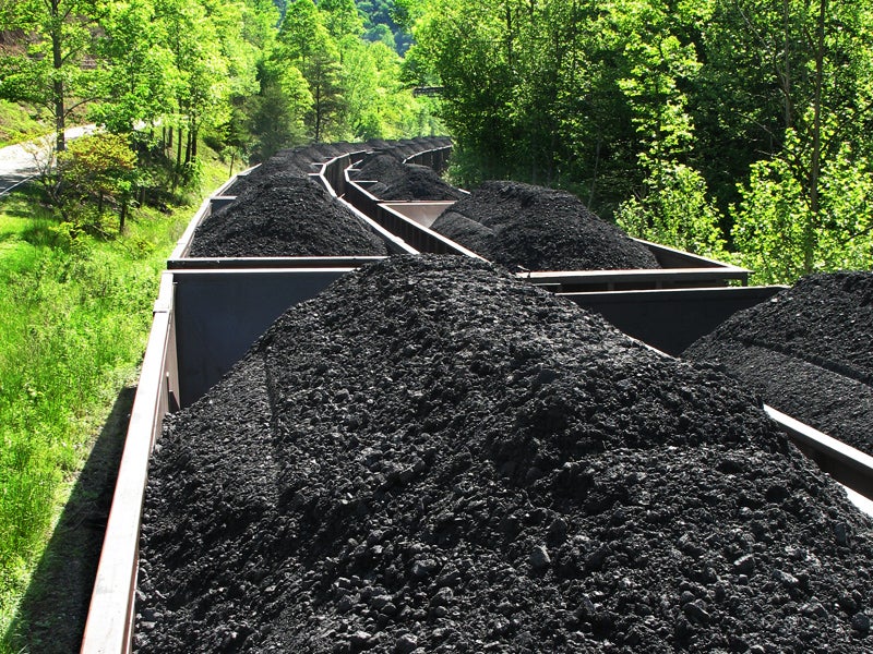 A coal train traveling through Appalachia.