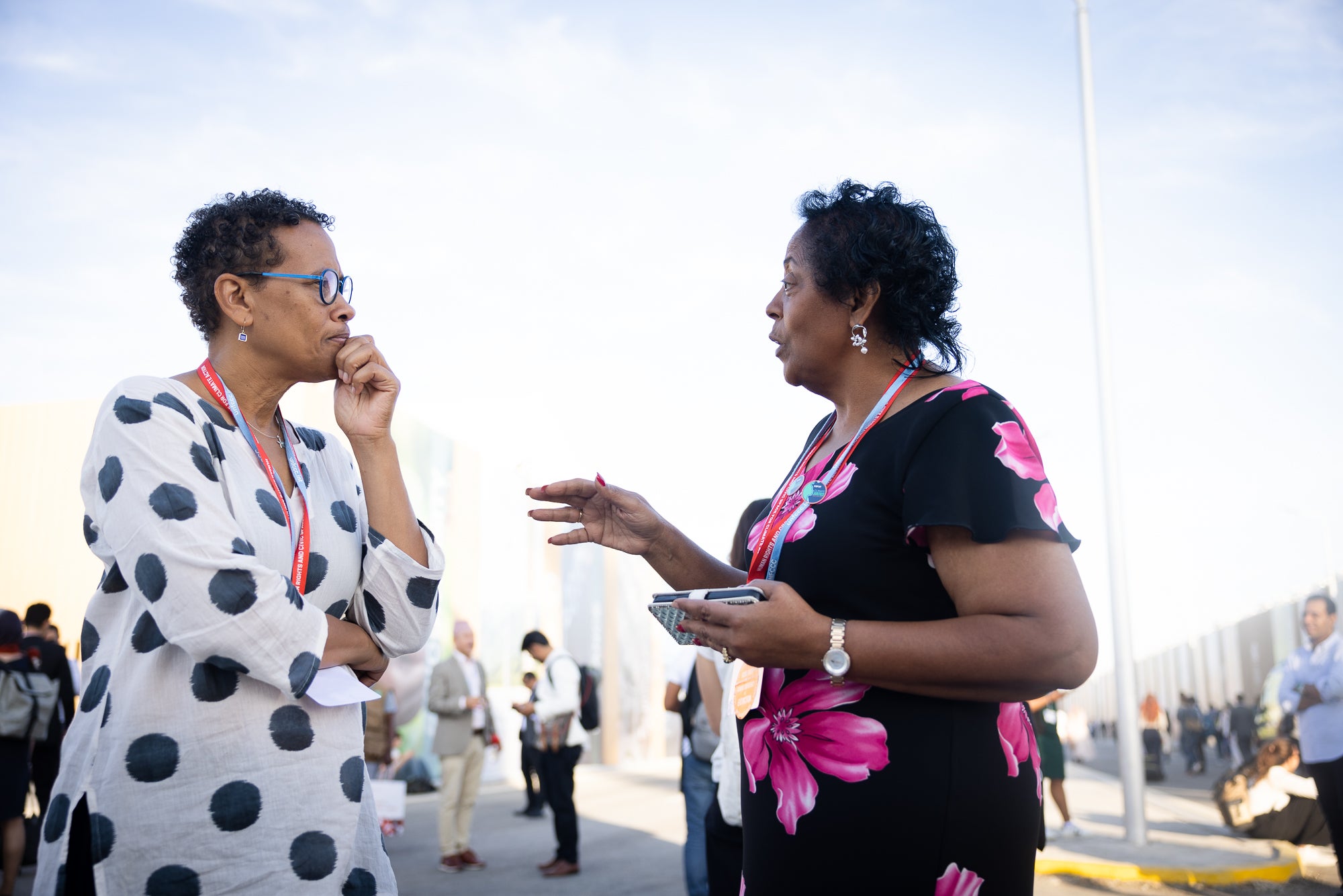 Adrienne Bloch, managing attorney of Earthjustice's Fossil Fuels Program, and RISE St. James founder Sharon Lavigne, right, at COP27. A community organization in Louisiana, RISE St. James is taking a stand against the petrochemical plants that have devastated their air and water.