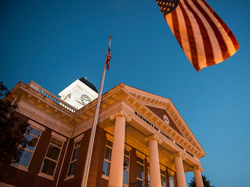 The Washington County courthouse in Jonesborough, Tennessee.