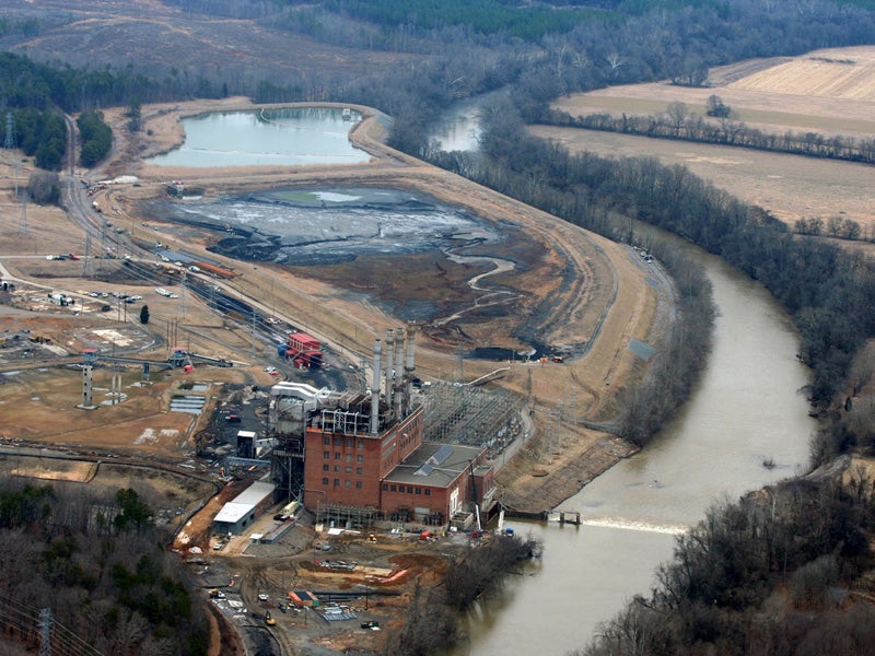 A coal ash spill on the Dan River in North Carolina in 2014.