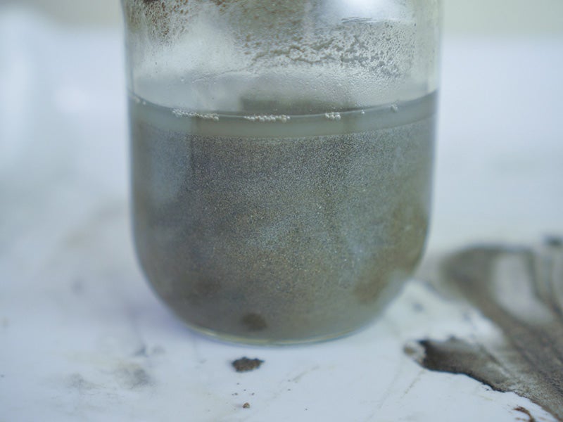 Coal ash-contaminated sludge from North Carolina&#039;s Dan River, retrieved on July 17, 2014.