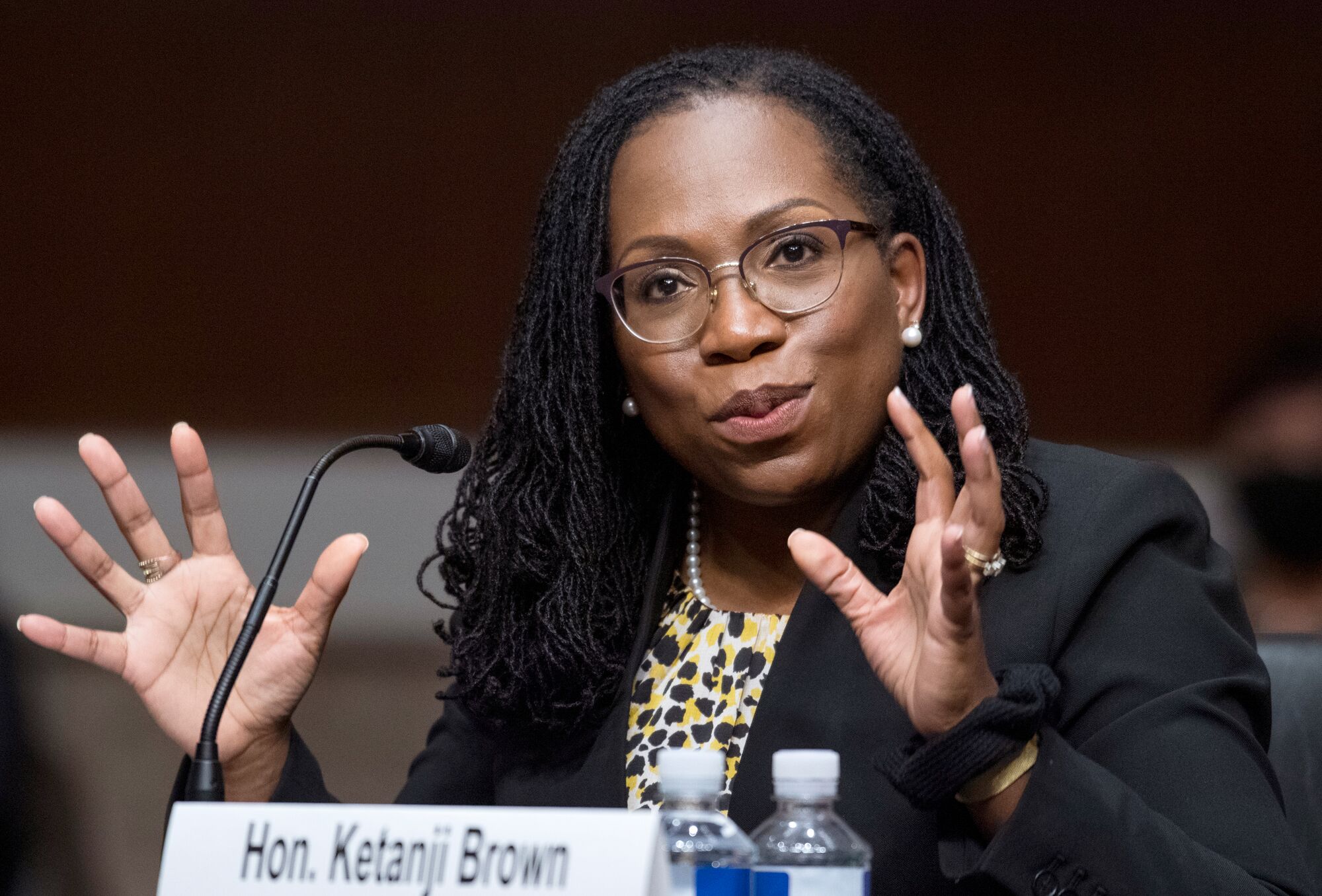 Ketanji Brown Jackson testifies during her Senate Judiciary Committee confirmation hearing to be a U.S. circuit judge for the District of Columbia Circuit, on April 28, 2021, in Washington, DC.