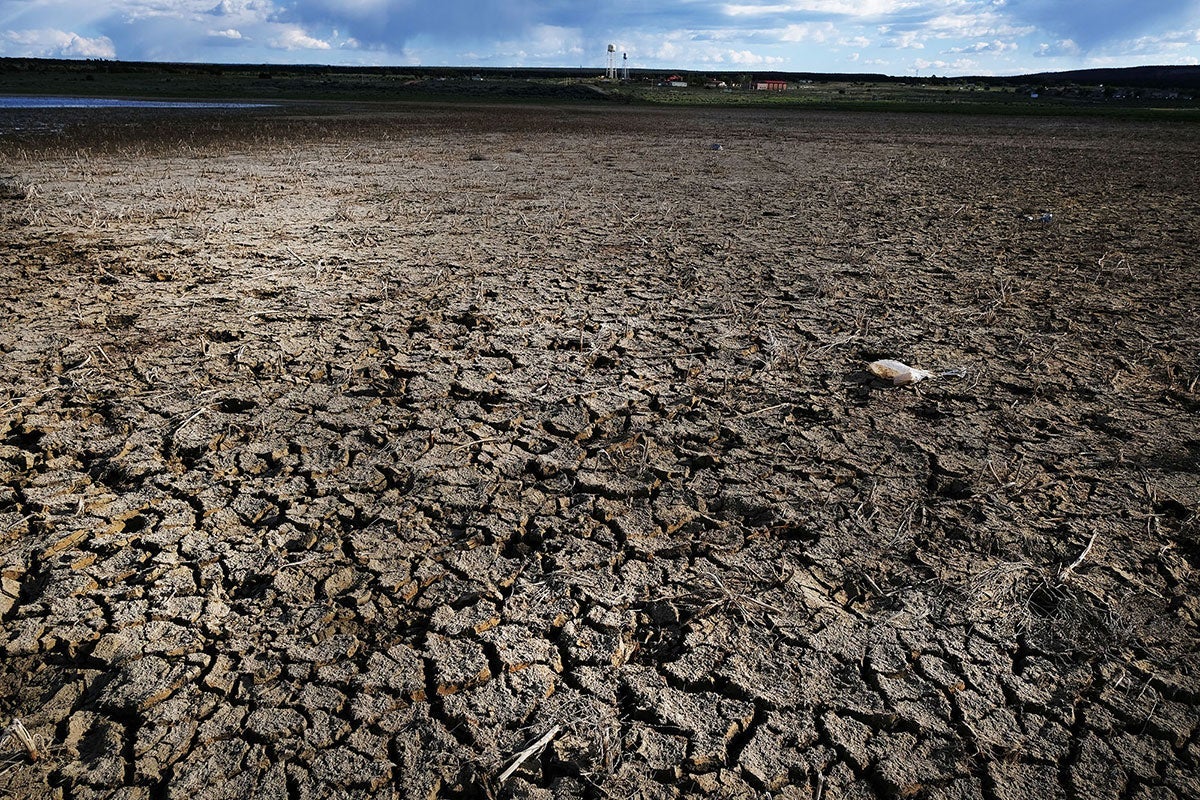 A dried out lake stands near the Navajo Nation town of Thoreau on Jun. 6, 2019, in Thoreau, N.M.