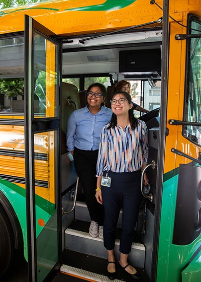 An electric school bus.