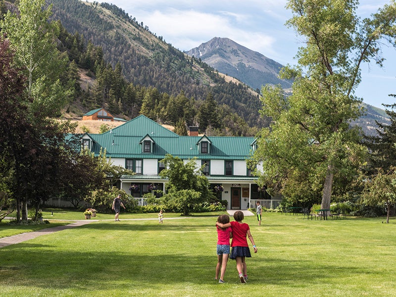 The front lawn of the world famous, locally-owned, Chico Hot Springs Resort. Emigrant Peak rises in background.
(Photo courtesy of William Campbell)