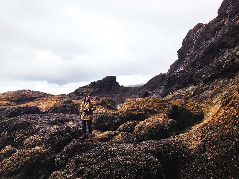 Artist Emily Kelley at Short Beach, part of a wildlife refuge in Oregon