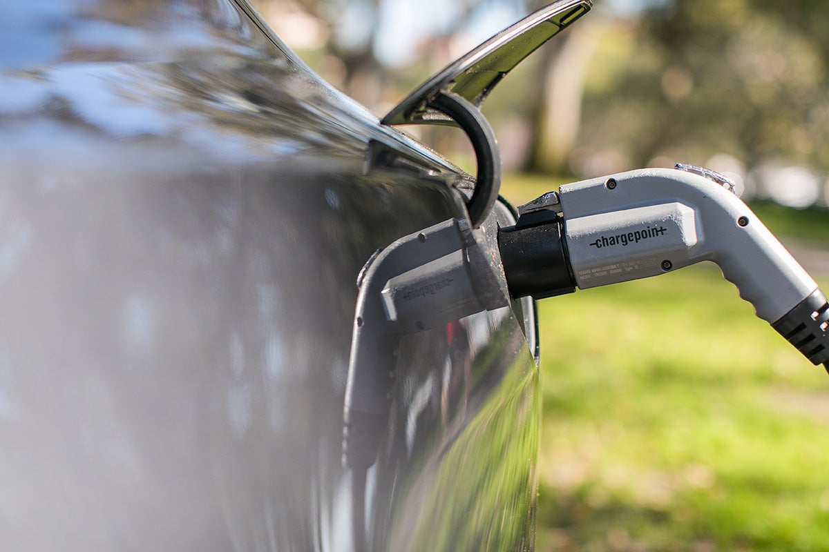 Charging up an electric car in St. Petersburg, Florida.