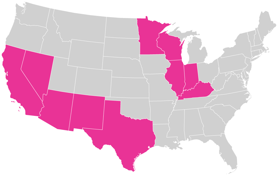 Map of where the organophosphate pesticide bensulide is used in the 48 contiguous United States.