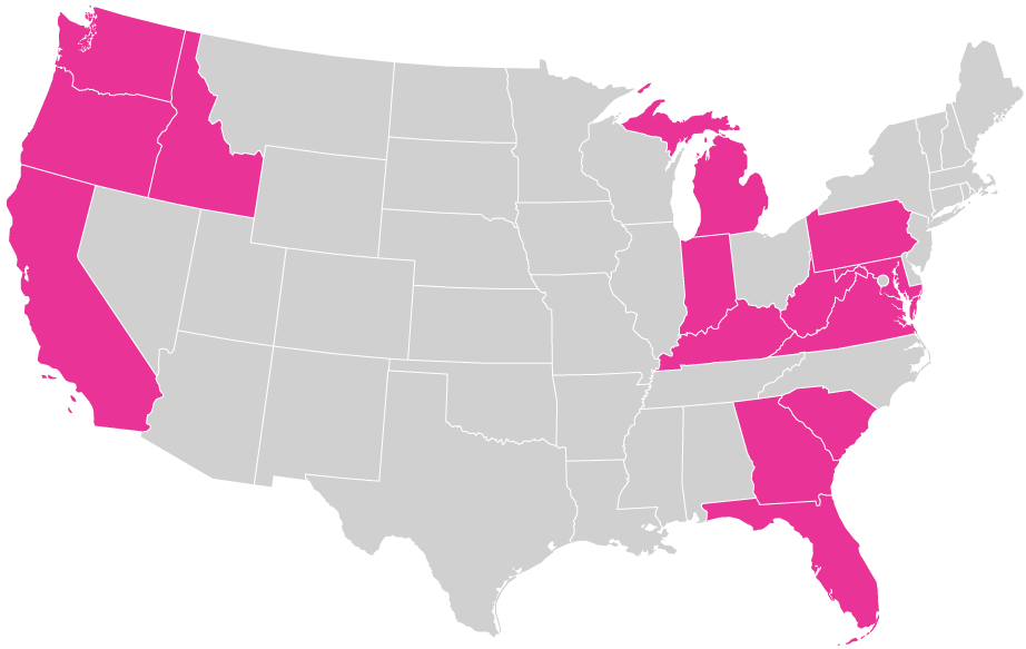 Map of where the organophosphate pesticide diazinon is used in the 48 contiguous United States.