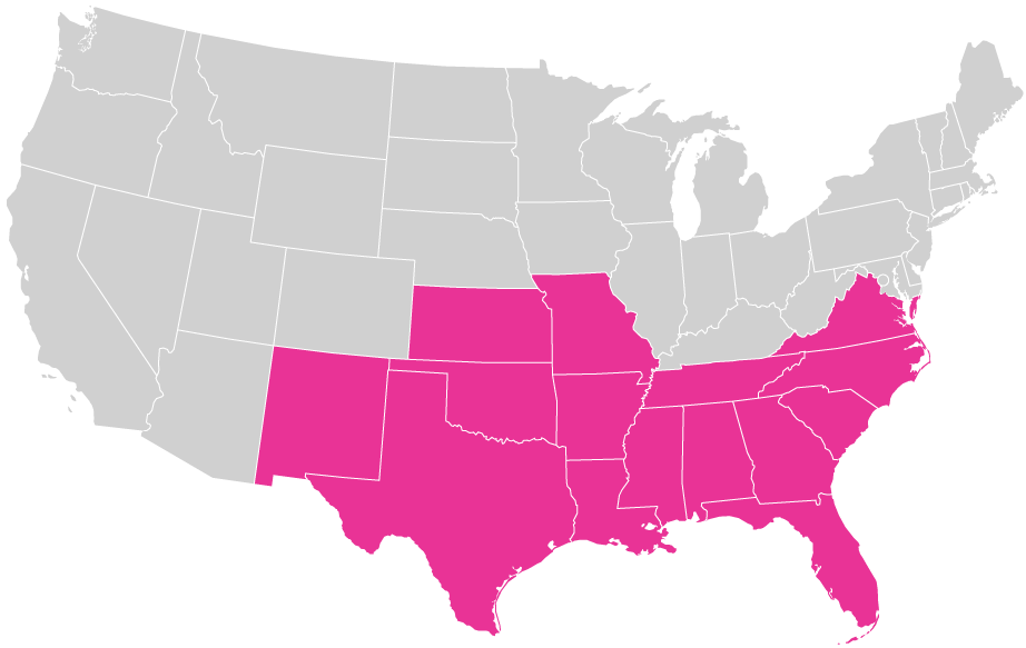 Map of where the organophosphate pesticide dicrotophos is used in the 48 contiguous United States.