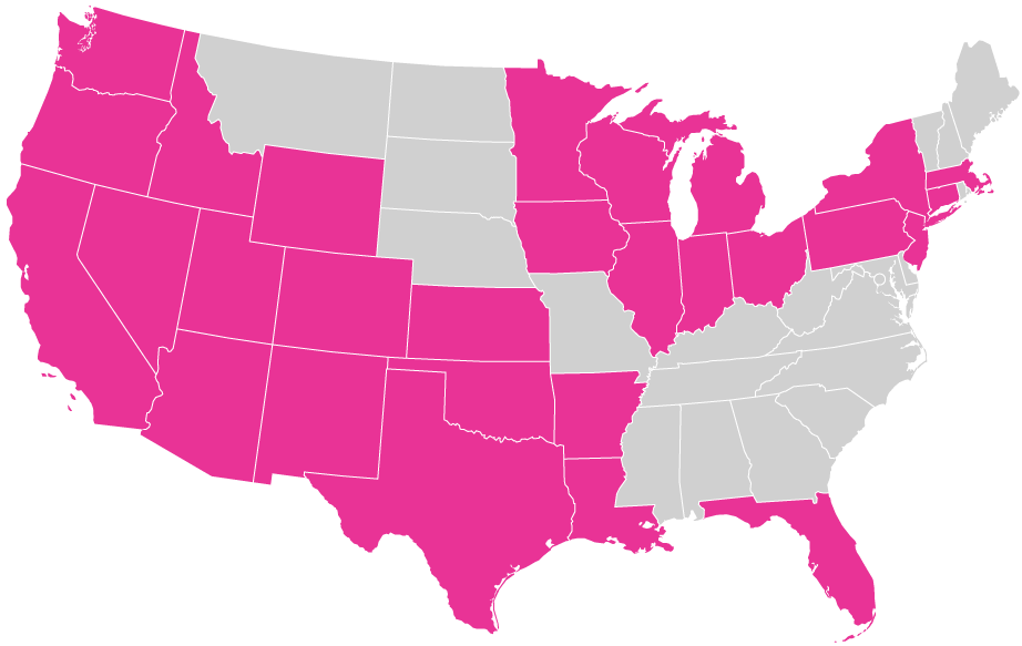 Map of where the organophosphate pesticide dimethoate is used in the 48 contiguous United States.