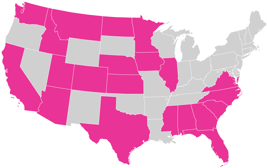 Map of where the organophosphate pesticide phorate is used in the 48 contiguous United States.