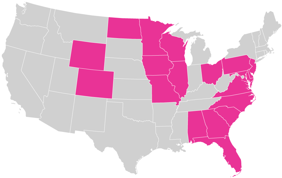 Map of where the organophosphate pesticide terbufos is used in the 48 contiguous United States.