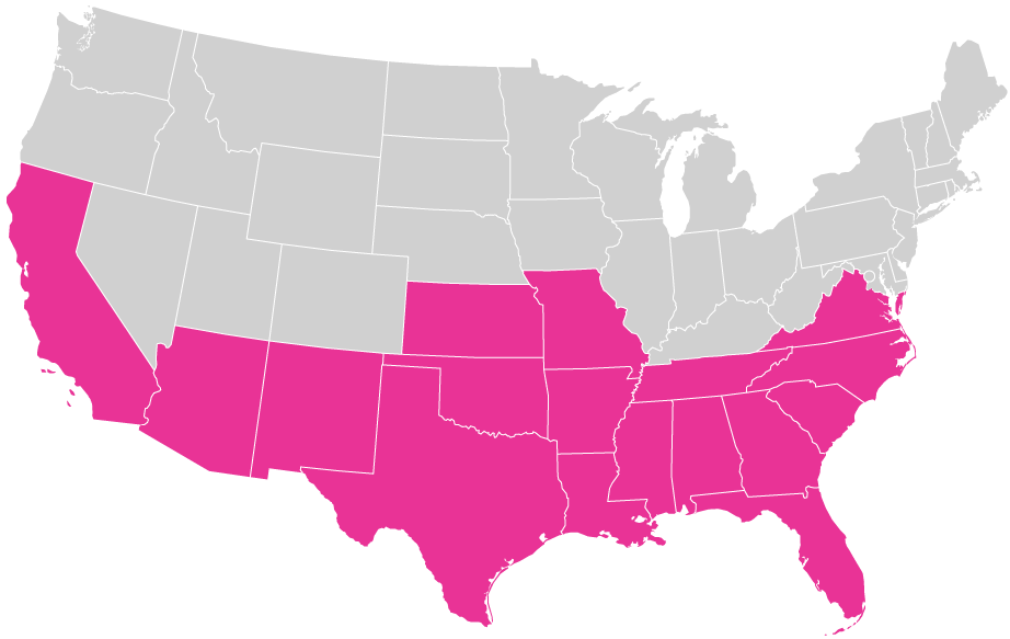 Map of where the organophosphate pesticide tribufos is used in the 48 contiguous United States.