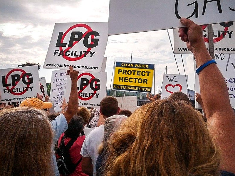 A protest against the proposed gas storage facility in Watkins Glen, NY, on July 14, 2014.
(Courtesy of Yvonne Taylor)