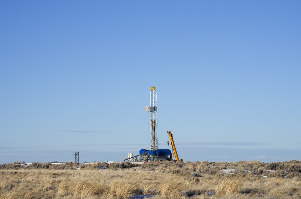 A fracking drill in a Wyoming prairie.
(Tom Grundy / Shutterstock)