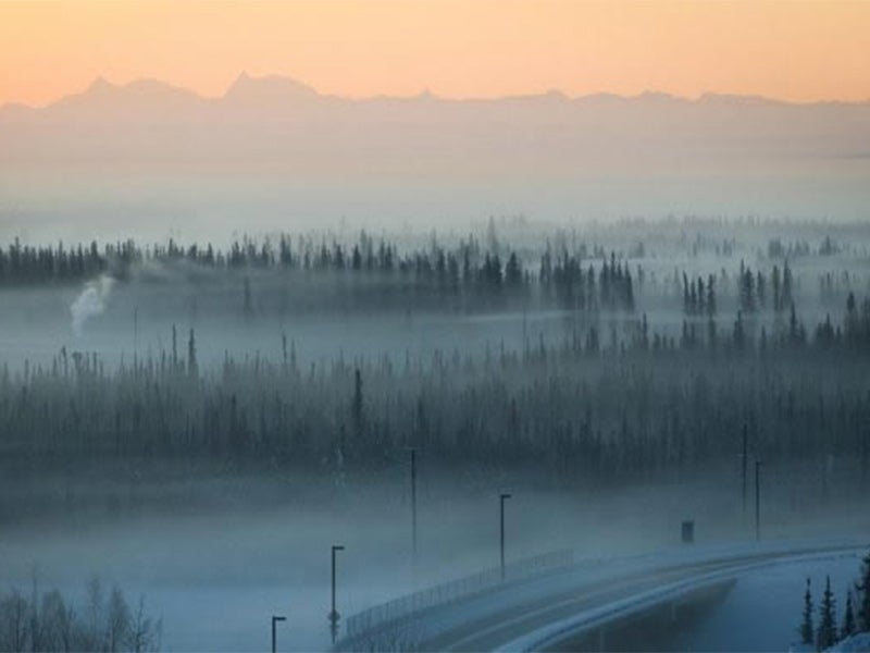 Pollution in Fairbanks, Alaska, during a winter heat inversion.
(Alaska DEC)
