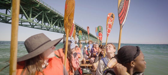 The Pipe Out Paddle Up Floatilla Against the Line 5 pipeline in Mackinaw City, Michigan, on Saturday, September 3, 2022. (David Ruck for Earthjustice)