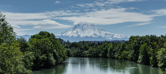 The Puyallup River, with Mount Tahoma (Rainier) in the background. (David Seibold / CC BY-NC 2.0)