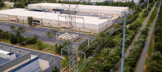High-voltage transmission lines provide electricity to data centers in Ashburn in Loudon County, Virginia. (Ted Shaffrey / AP)