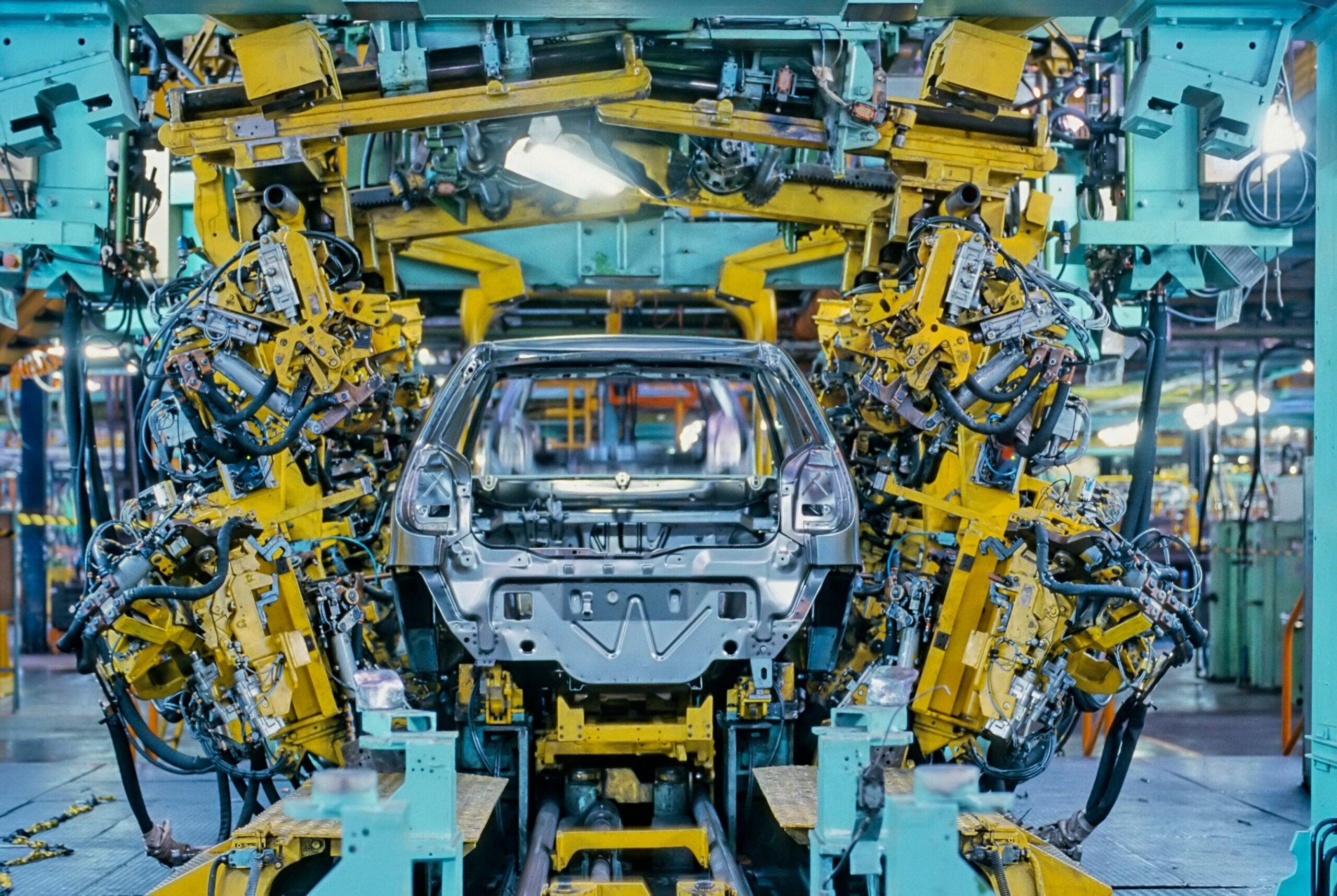 A car is built on the assembly line