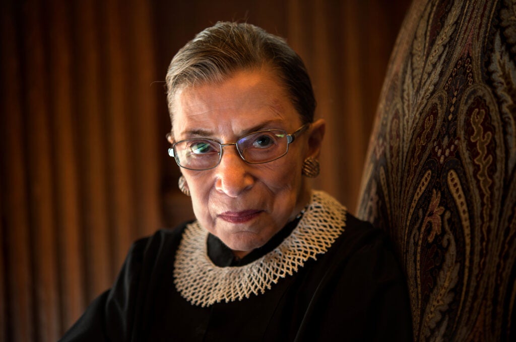 Supreme Court Justice Ruth Bader Ginsburg, shown here at the Court in 2013, advocated for gender equality throughout her career.