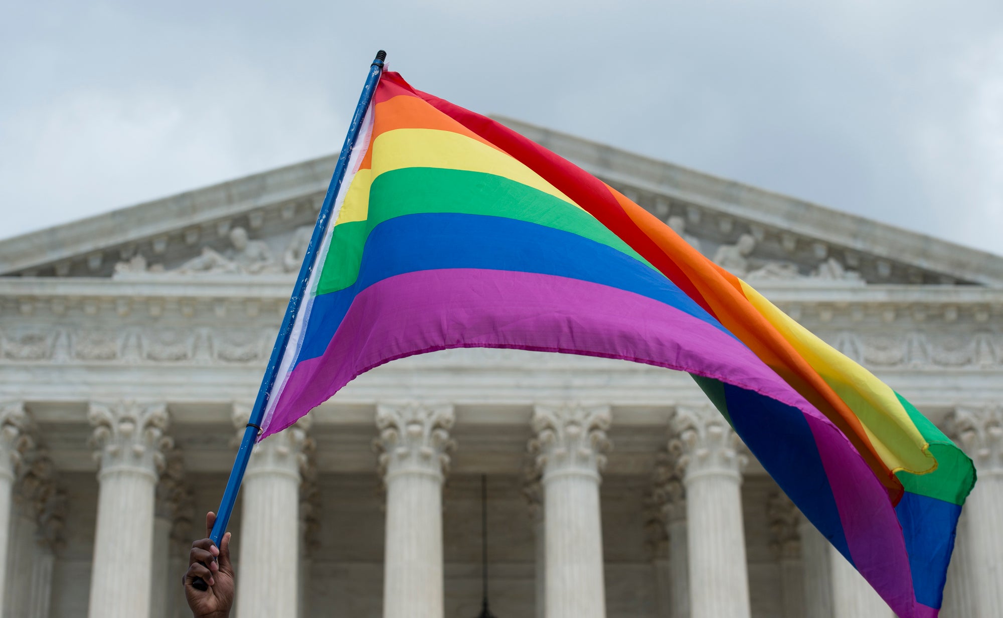 LGTBQ flag at the U.S. Supreme Court building.