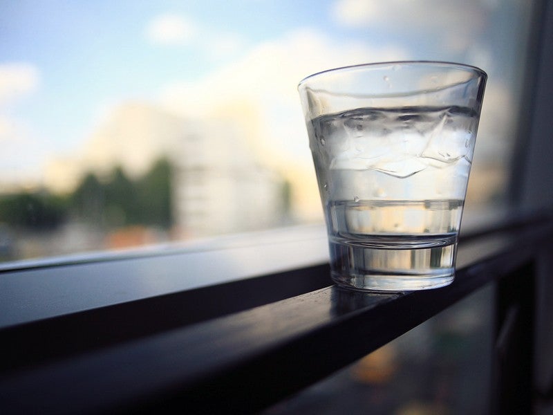 A glass of drinking water.