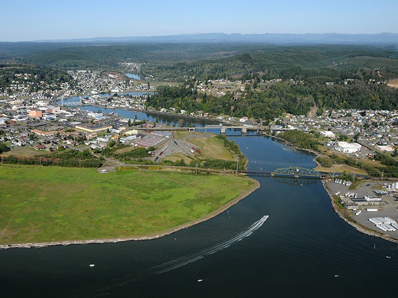 Aerial view of Grays Harbor, WA.