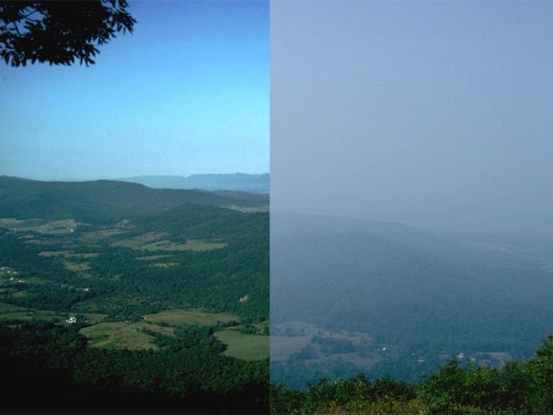 Split view of clear and hazy days in Shenandoah National Park.
(National Park Service Photo)