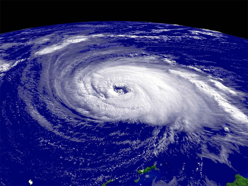 Satellite image of a hurricane.