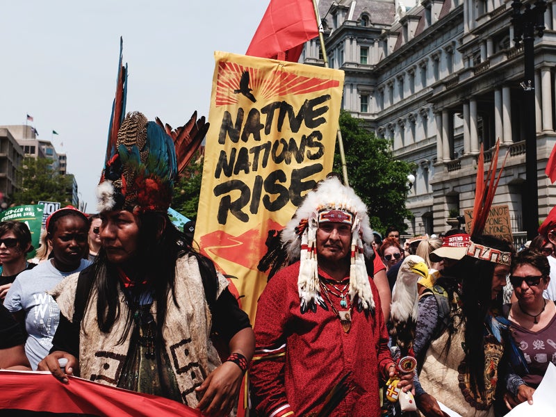Native American activists join in the Peoples Climate March.