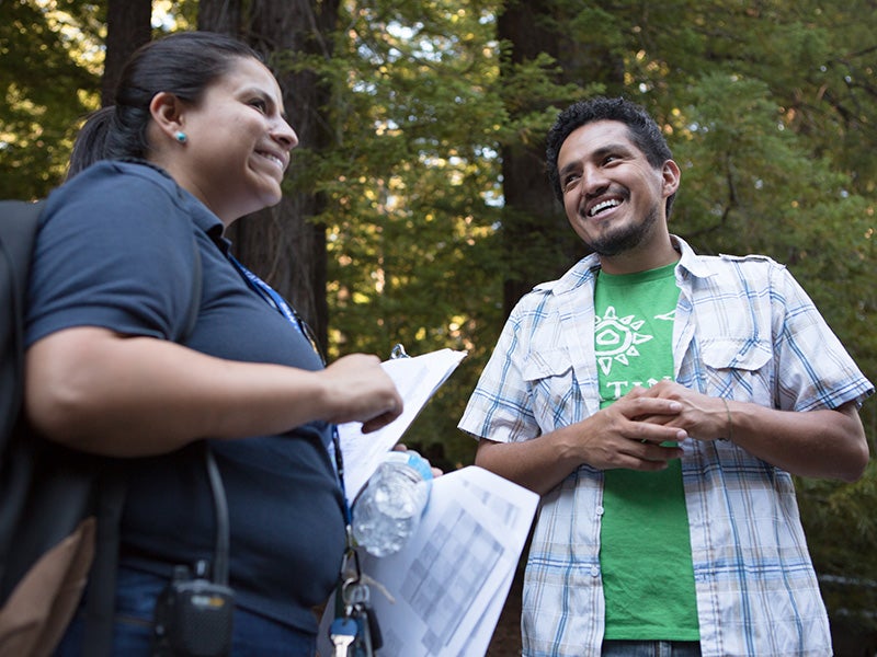 Founder of Latino Outdoors José González (right) talks about his group’s efforts to encourage Latinos to connect with the great outdoors and to shine light on the conservationism so pervasive in the Latino culture.